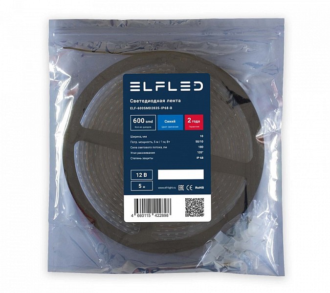 Лента светодиодная ELFLED  белый арт. ELF-600SMD2835-IP68-B