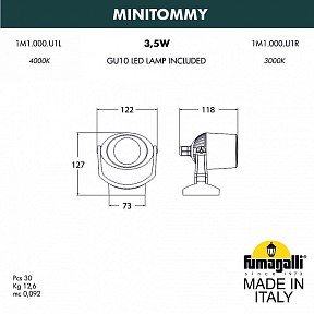 Светильник на штанге Fumagalli Minitommy серый арт. 1M1.000.000.LXU1L