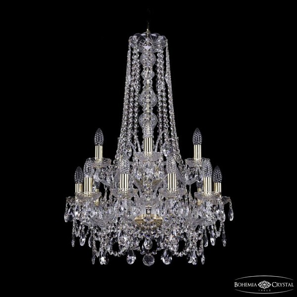 Подвесная люстра Bohemia Ivele Crystal 1411 золото арт. 1411/10+5/195/h-83/2d G