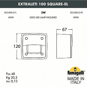 Встраиваемый светильник Fumagalli Leti белый арт. 3S3.000.000.WYG1L