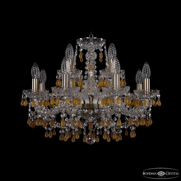 Подвесная люстра Bohemia Ivele Crystal 1410 золото арт. 1410/8+4/195 Pa V1003