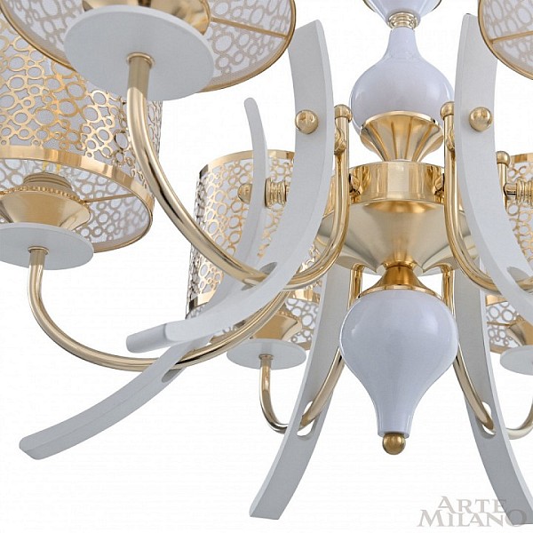 Подвесная люстра Arte Milano Florentia-6067 белый арт. 306067/6 Wh/Gd