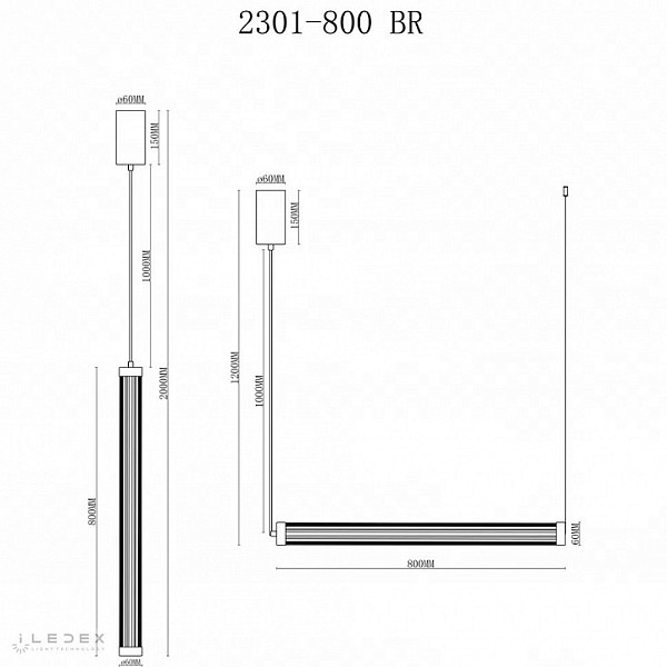 Подвесной светильник iLedex Rocks латунь арт. 2301-800 BR