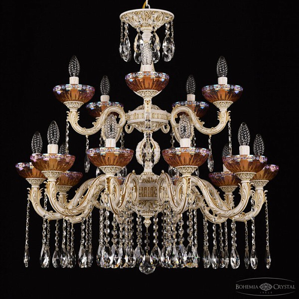 Подвесная люстра Bohemia Ivele Crystal AL7901 белый арт. AL79101/10+5/250/2D A WMG P Shampan/M-1G