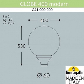 Консольный светильник Fumagalli GLOBE 400 modern серый арт. G41.B40.000.LYE27