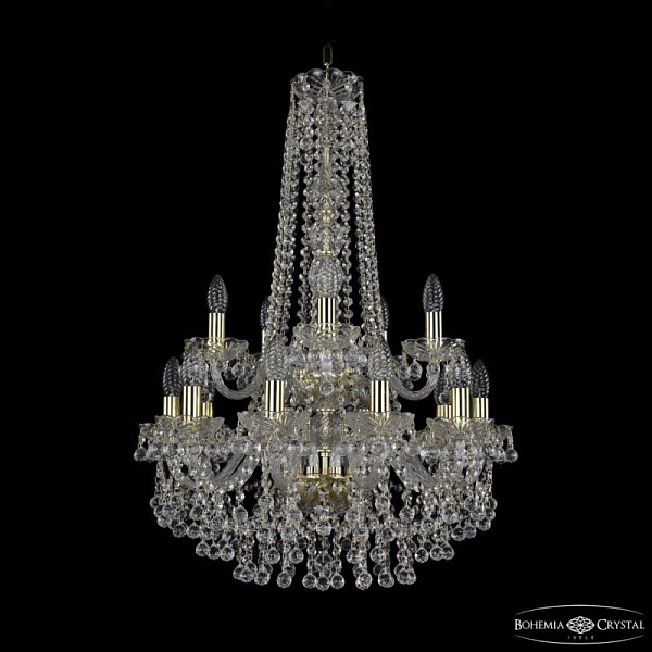 Подвесная люстра Bohemia Ivele Crystal 1409 золото арт. 1409/10+5/195/h-83/2d G