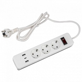 Сетевой фильтр Uniel S-GSR3-1,5 U2C1 WHITE/GREY  арт. UL-00012107