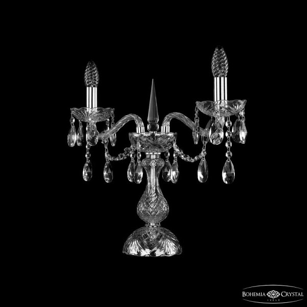 Настольная лампа декоративная Bohemia Ivele Crystal 1413 никель арт. 1413L/2/141-39 Ni