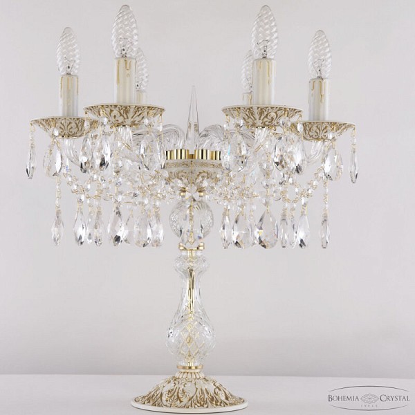Настольная лампа декоративная Bohemia Ivele Crystal AL1613 белый арт. AL16313L8/6/141-44 WMG
