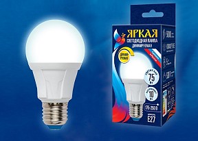 Лампа светодиодная Uniel Яркая Dim  арт. LED-A60 10W/4000K/E27/FR/DIM PLP01WH картон