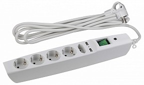 Сетевой фильтр Эра  белый арт. SFU-5es-2m-W