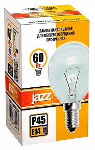 Лампа накаливания Jazzway   арт. P45 240V 60W E14 clear