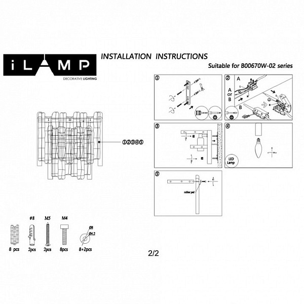 Накладной светильник iLamp GRAMERCY хром арт. 670W-2 CR+CL