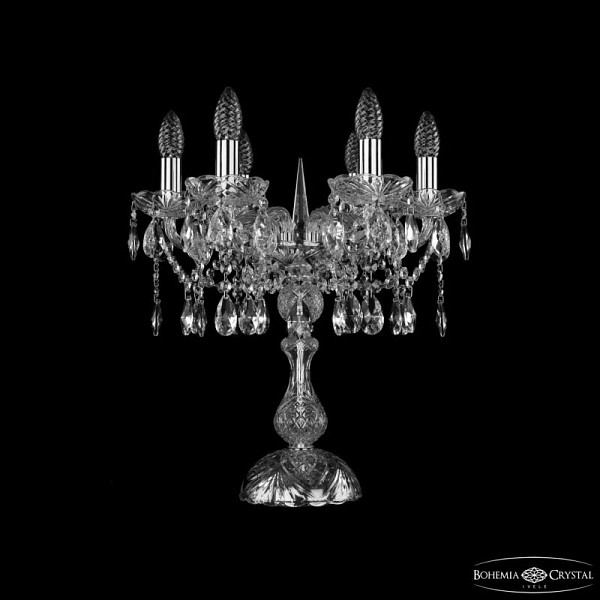 Настольная лампа декоративная Bohemia Ivele Crystal 1413 никель арт. 1413L/6/141-47 Ni