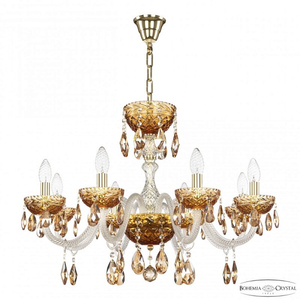 Подвесная люстра Bohemia Ivele Crystal 5417 золото арт. 5417/8/240 G Amber/M-1F K721