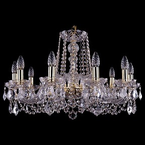 Подвесная люстра Bohemia Ivele Crystal 1402 золото арт. 1402/10/240/G/Leafs