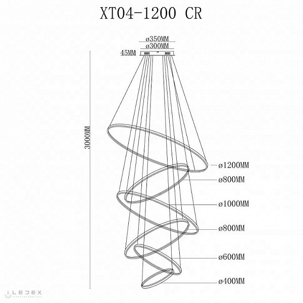 Подвесной светильник iLedex Axis хром арт. XT04-D1200 CR