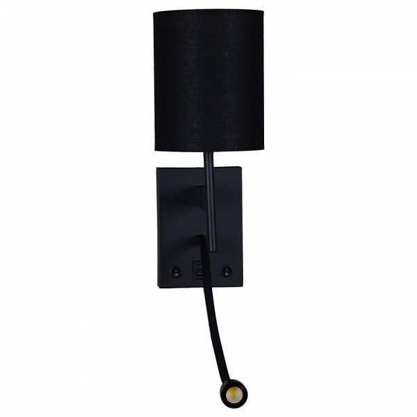Бра с подсветкой Reluce 86210 черный арт. 86210-9.2-001KT LED3W+E14 BK