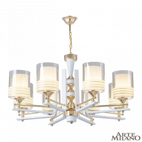 Подвесная люстра Arte Milano Florentia-6087 белый арт. 306087/8 Wh/Gd