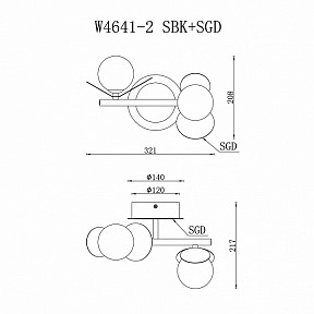 Бра iLedex Savage черный арт. W4641-2 MBK+SGD