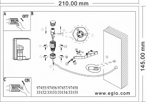 Светильник на штанге Eglo Faedo 3 черный арт. 97458