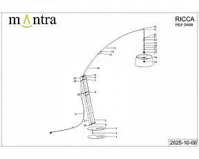 Торшер Mantra Ruti Ricca черный арт. 9446+9447