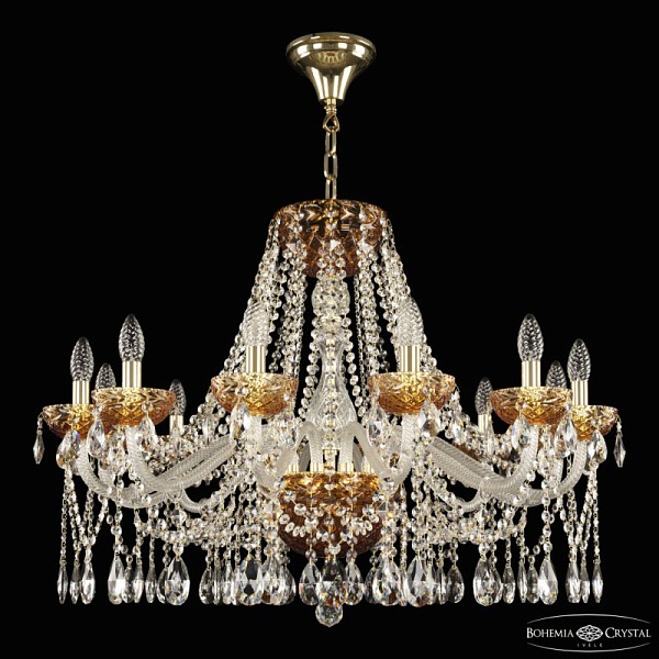 Подвесная люстра Bohemia Ivele Crystal 5413 золото арт. 5413/12/300 G Amber/M-1F