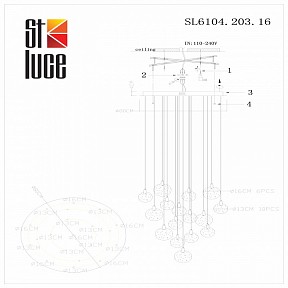 Подвесная люстра ST-Luce Montecelio золото арт. SL6104.203.16