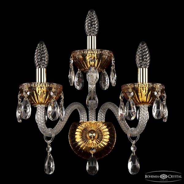 Бра Bohemia Ivele Crystal 5417 золото арт. 5417B/2+1/165 G Amber/M-1G