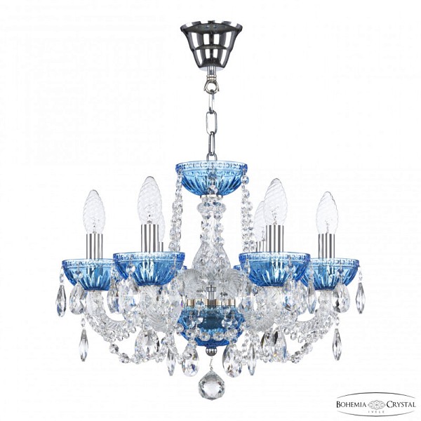 Подвесная люстра Bohemia Ivele Crystal 5402 никель арт. 5402/6/141 Ni Aquamarine/M-1G