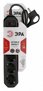 Сетевой фильтр Эра USF-5es-3m-B черный арт. Б0019034