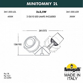 Наземный светильник Fumagalli Minitommy серый арт. 3M1.000.000.LXU2L