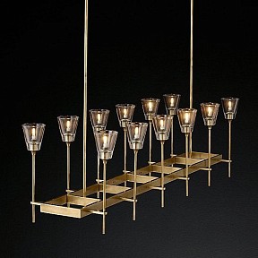 Люстра на штанге Imperiumloft Rh Torche De Verre Linear Chandelier 12 латунь арт. 40.1548