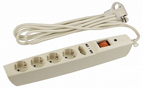 Сетевой фильтр Эра  кремовый арт. SFU-5es-2m-I