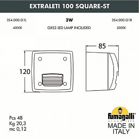 Встраиваемый светильник Fumagalli Extraleti серый арт. 3S4.000.000.LYG1L