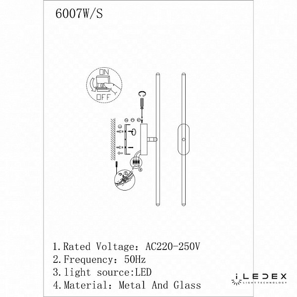 Бра iLedex Royal золото арт. 6007W/S - 8W - 3000K GL