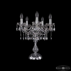 Настольная лампа декоративная Bohemia Ivele Crystal 1413 никель арт. 1413L/5/141-47 Ni