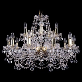 Подвесная люстра Bohemia Ivele Crystal 1411 золото арт. 1411/10+5/240/G/Balls
