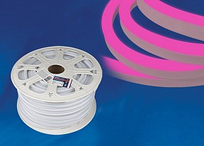 Лента светодиодная Uniel ULS-N21-2835 белый арт. ULS-N21-2835-120LED/m-8mm-IP67-220V-8W/m-50M-PINK бобина