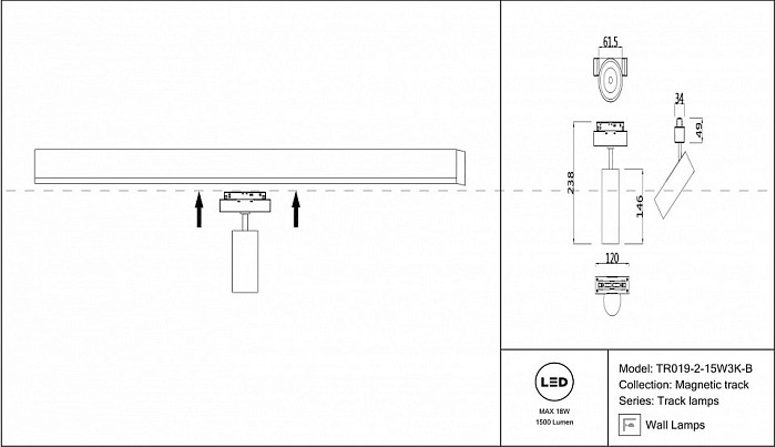 Светильник на штанге Maytoni Track lamps черный арт. TR019-2-15W3K-B