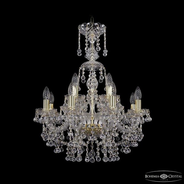 Подвесная люстра Bohemia Ivele Crystal 1409 золото арт. 1409/8+4/195/XL-68 G