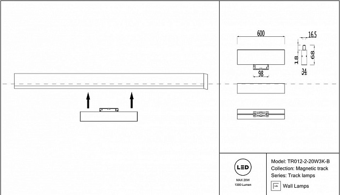 Накладной светильник Maytoni Track lamps черный арт. TR012-2-20W3K-B