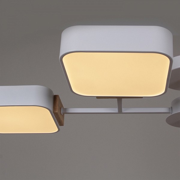 Люстра на штанге Reluce  белый арт. 03363-0.3-04 WH+WOOD
