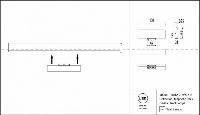 Накладной светильник Maytoni Track lamps черный арт. TR012-2-7W3K-B