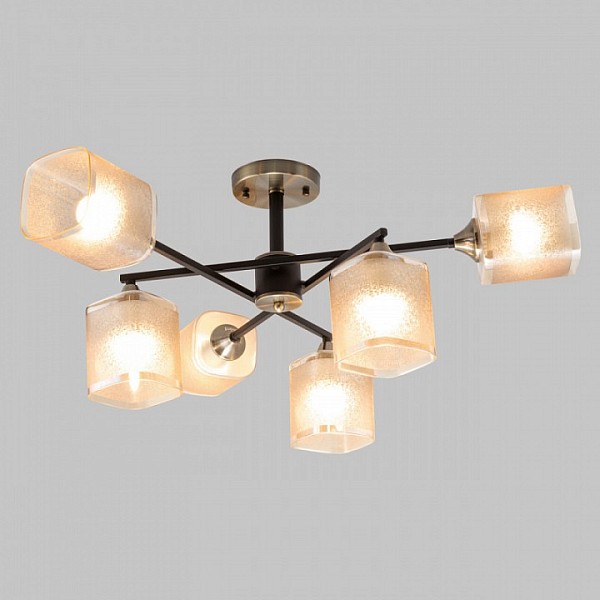 Люстра на штанге Imex MD.4212 черный арт. MD.4212-6-S-BK+AB