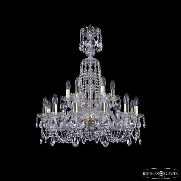 Подвесная люстра Bohemia Ivele Crystal 1402 золото арт. 1402/12+6/240/XL-77 G