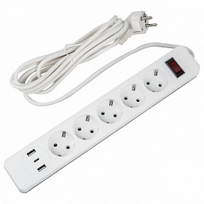 Сетевой фильтр Uniel S-GSR5-3 U2C1 WHITE/GREY  арт. UL-00012109