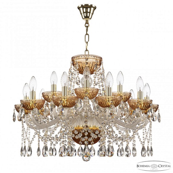 Подвесная люстра Bohemia Ivele Crystal 5413 золото арт. 5413/10+5/240 G Amber/M-1G
