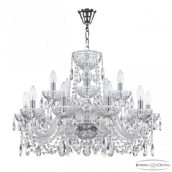 Подвесная люстра Bohemia Ivele Crystal 5402 никель арт. 5402/10+5/240 Ni Clear/M-1G