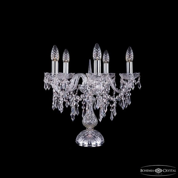 Настольная лампа декоративная Bohemia Ivele Crystal 1403 никель арт. 1403L/5/141-39 Ni